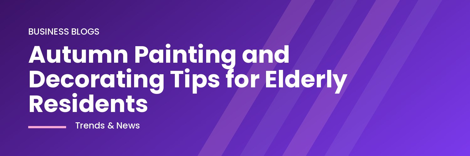 Elderly woman painting a cosy living room in autumn colours
